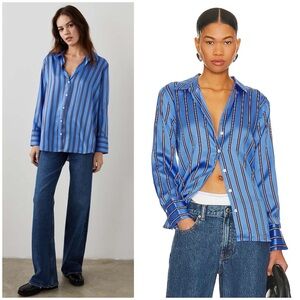 Rails Dorian Shirt Primrose Stripe Blouse Women’s XS Shirt Blue